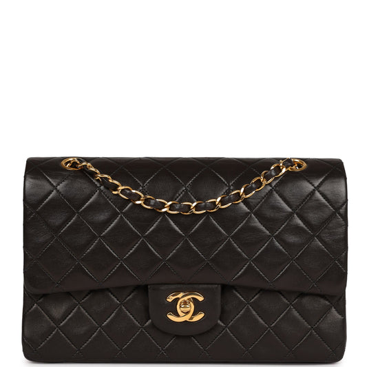 Chanel Medium Classic Double Flap Black Lambskin Gold Hardware Shoulder Bag