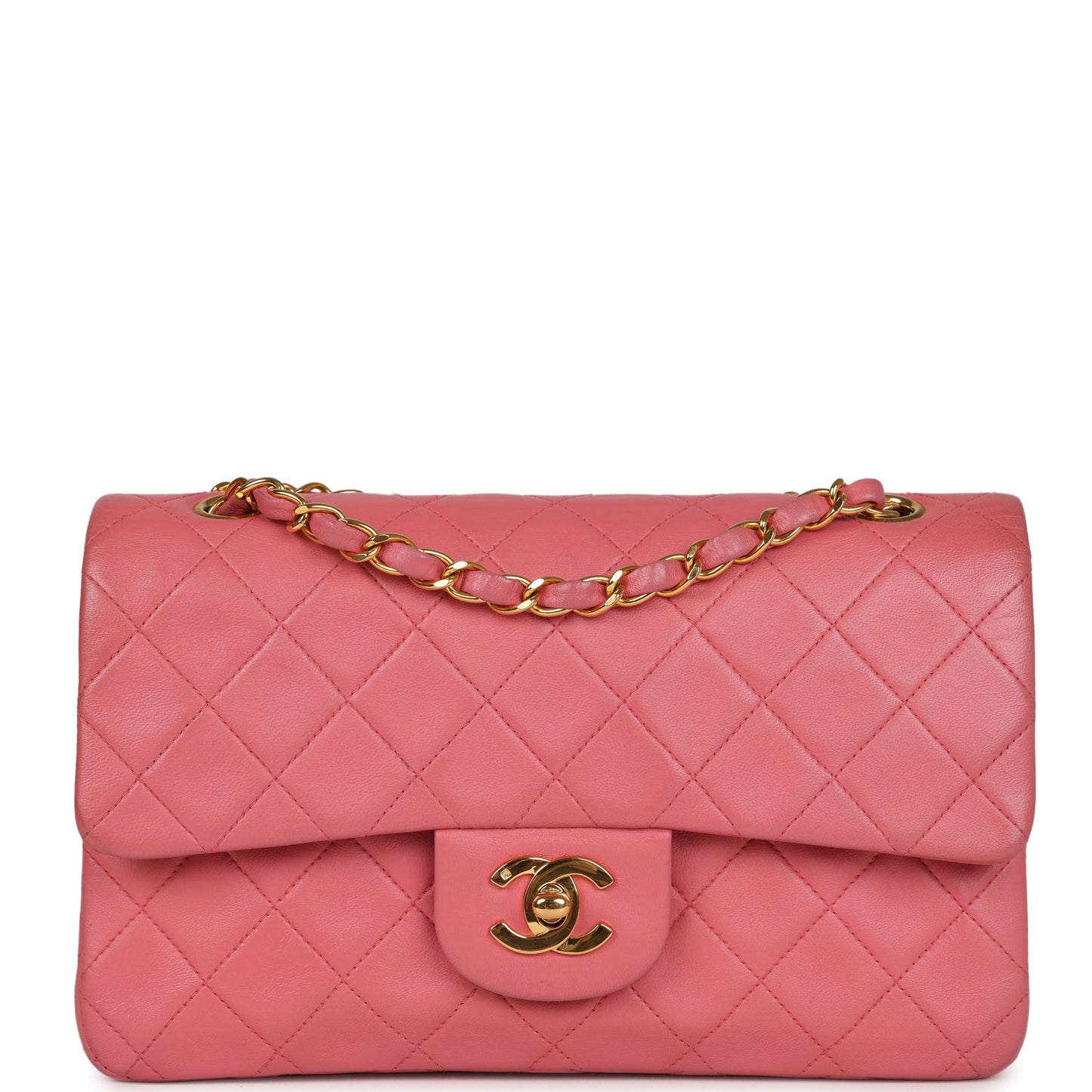 Chanel Small Classic Double Flap Bag Dark Pink Lambskin Gold Hardware