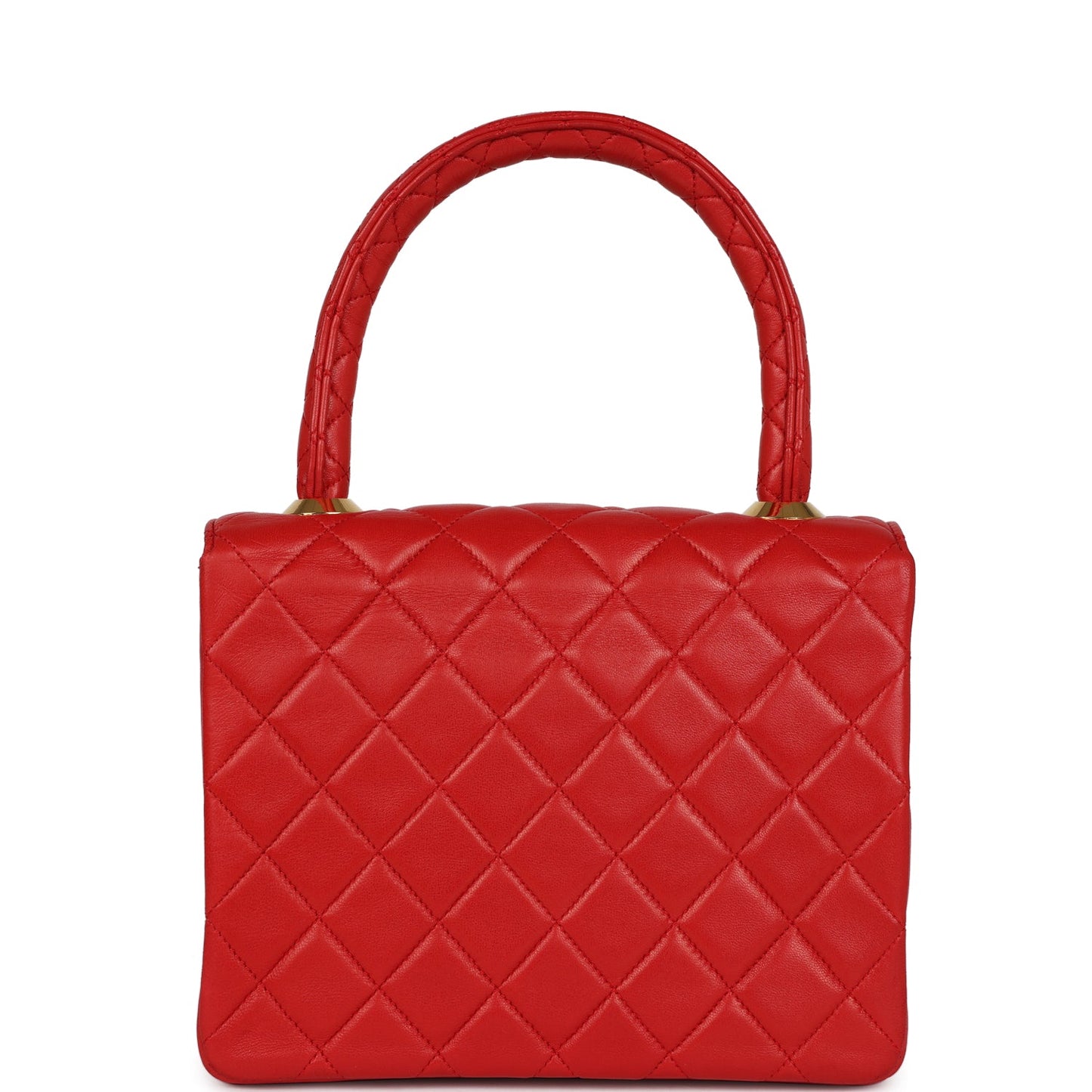 Chanel Top Handle Flap Red Lambskin Gold Hardware
