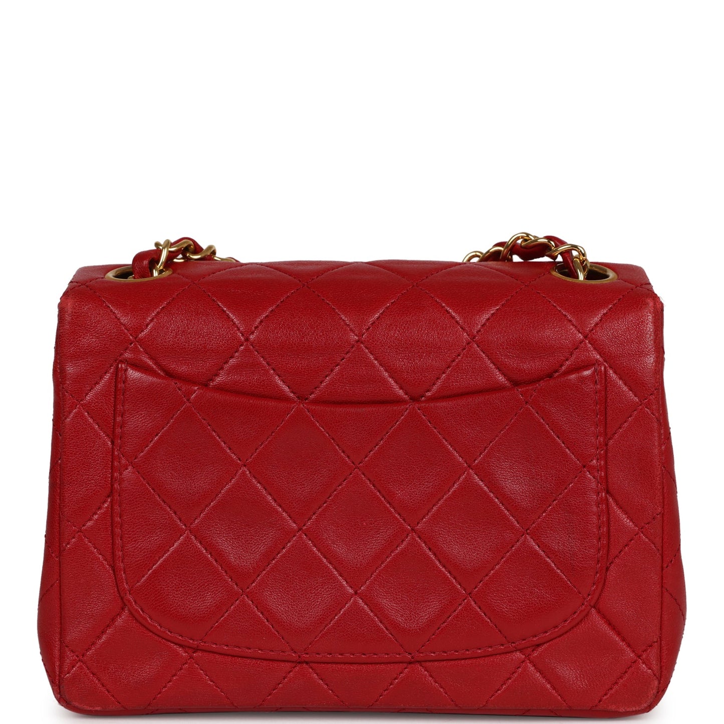Chanel Mini Square Flap Red Lambskin Gold Hardware