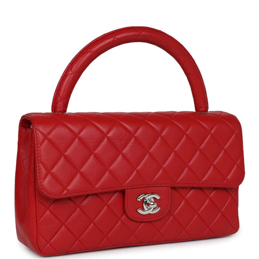 Chanel Kelly Parent Flap Bag Red Lambskin Silver Hardware