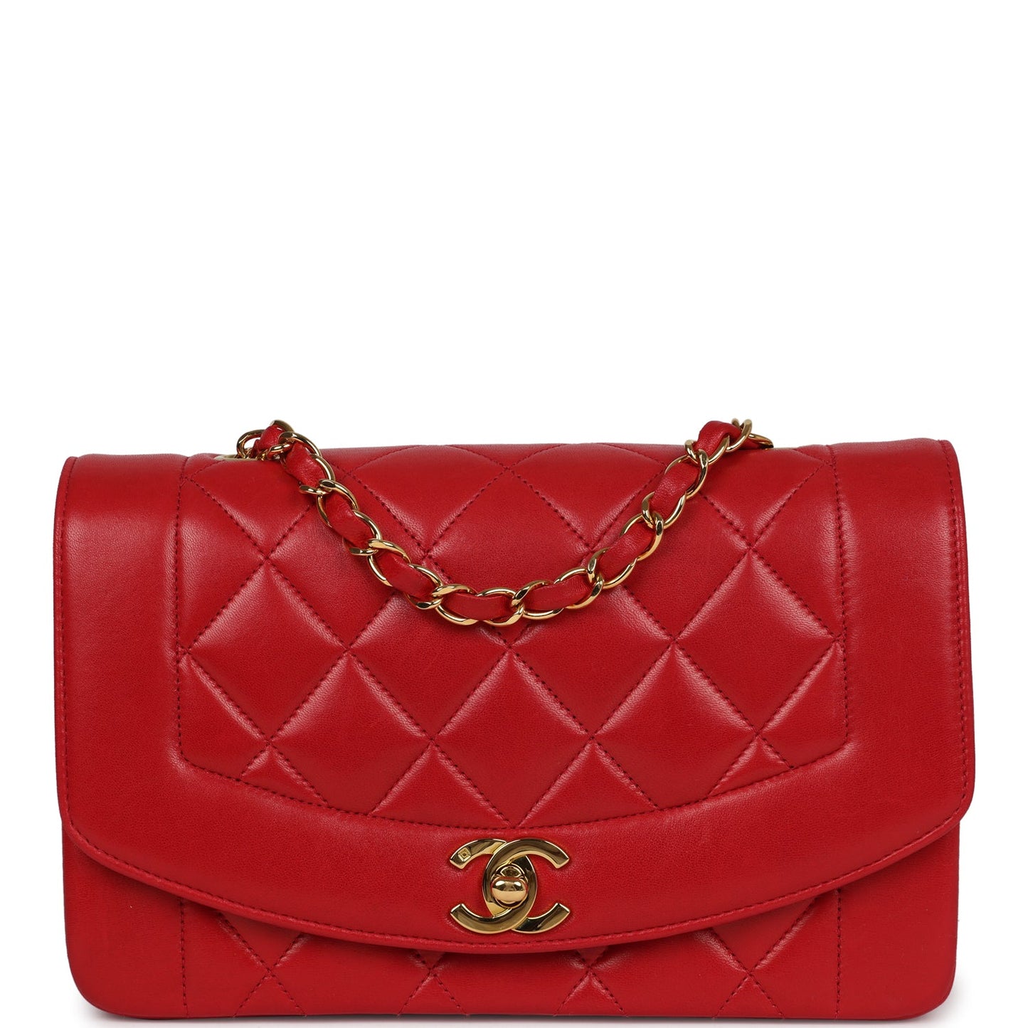 Chanel Small Diana Flap Bag Red Lambskin Gold Hardware