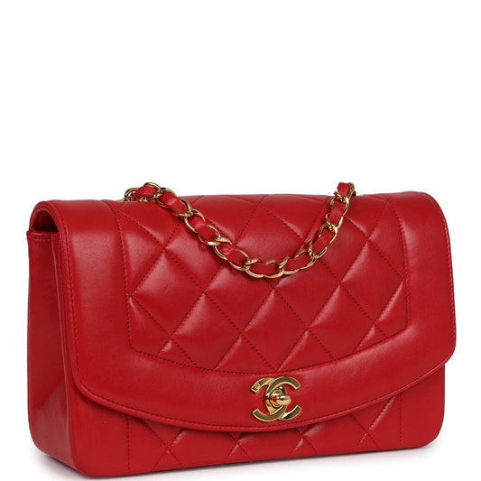 Chanel Small Diana Flap Bag Red Lambskin Gold Hardware