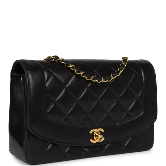 Chanel Small Diana Flap Bag Black Lambskin Gold Hardware
