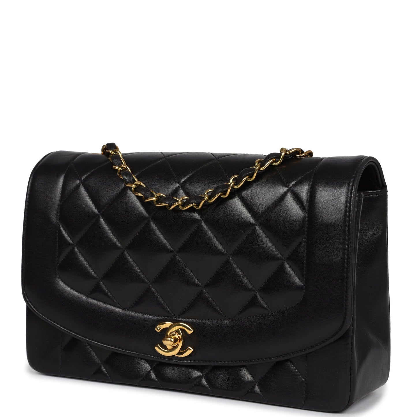 Chanel Small Diana Flap Bag Black Lambskin Gold Hardware