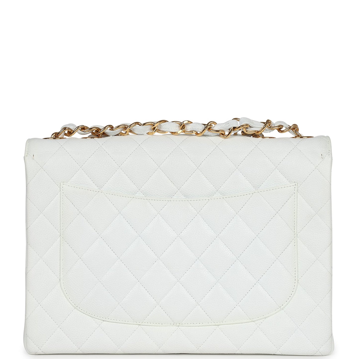 Chanel Jumbo Single Flap Bag White Caviar Gold Hardware