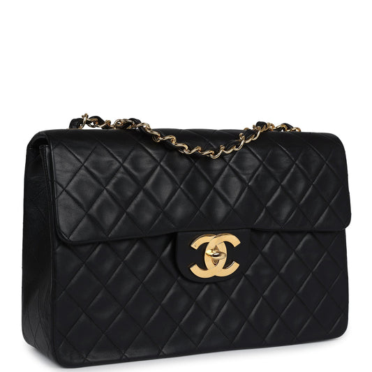 Chanel XL Jumbo Maxi Flap Bag Black Lambskin Gold Hardware
