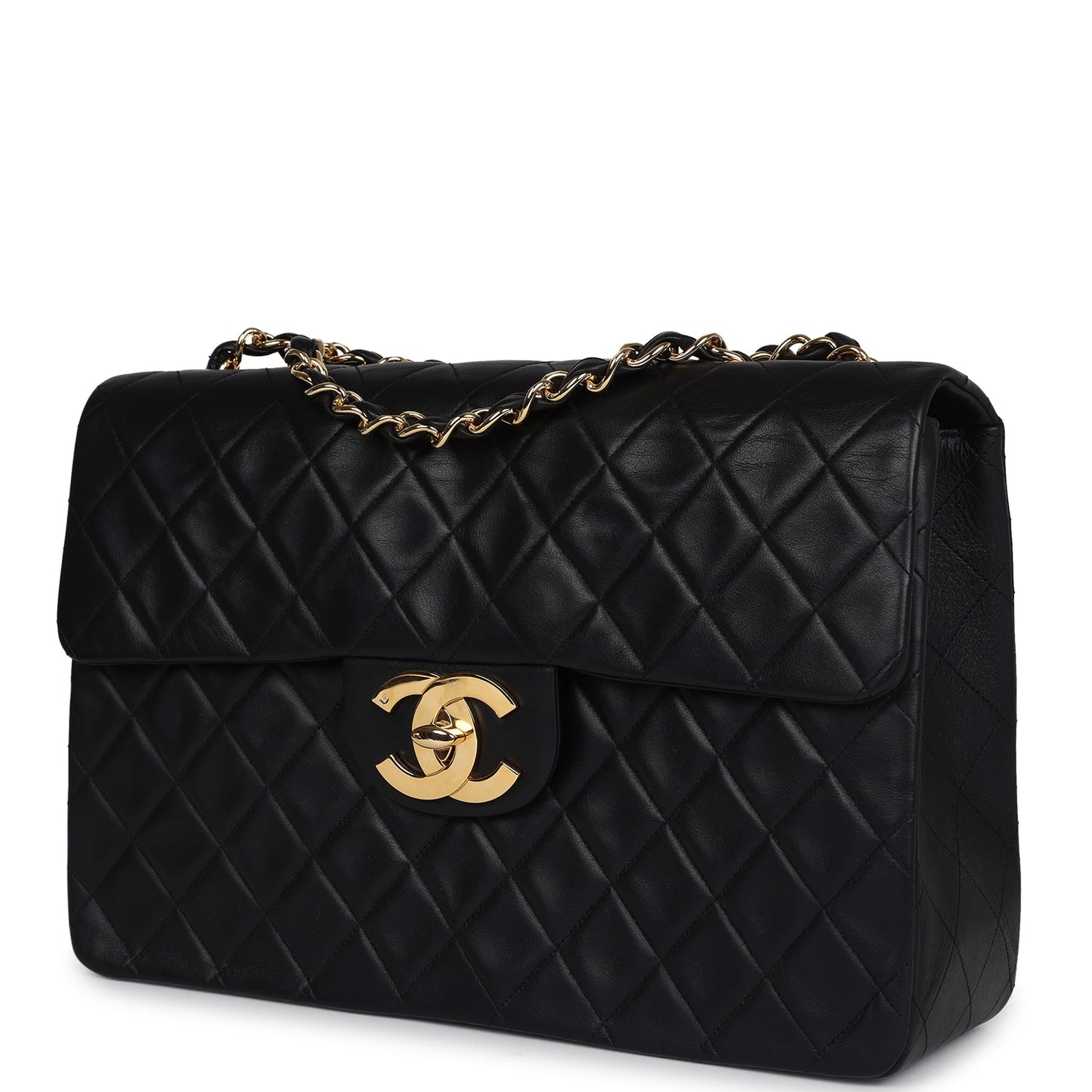 Chanel XL Jumbo Maxi Flap Bag Black Lambskin Gold Hardware