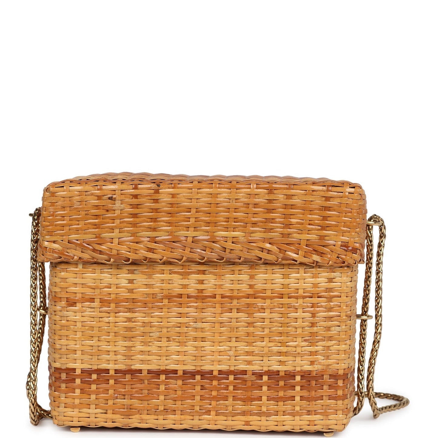 Chanel Small Picnic Basket Bag Natural Wicker Gold Hardware