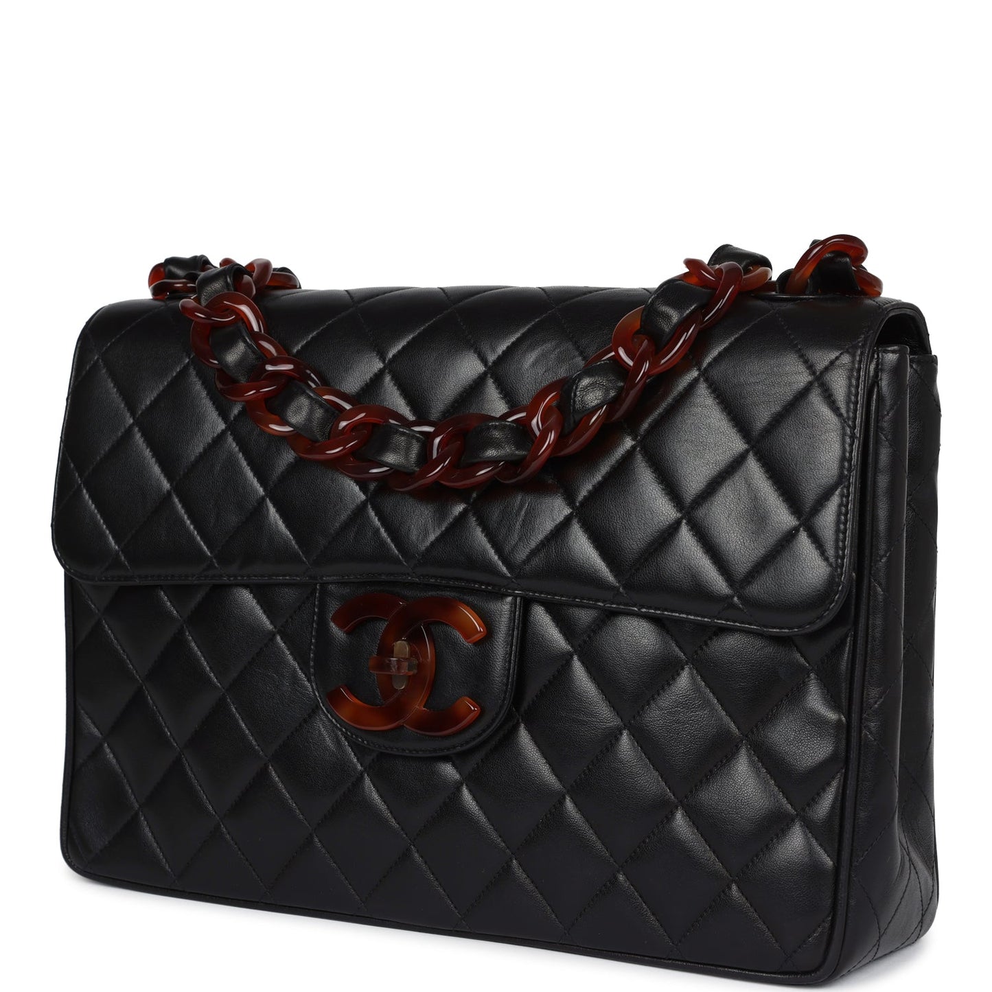 Chanel Jumbo Single Flap Bag Black Lambskin Tortoiseshell Hardware