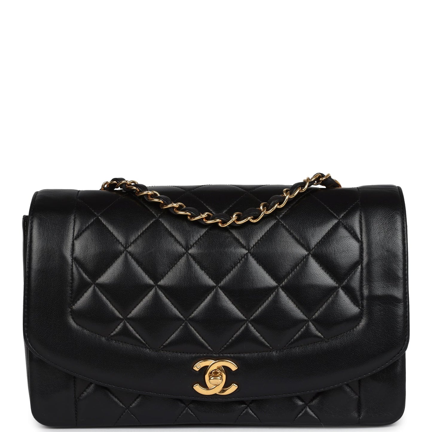 Chanel Medium Diana Flap Bag Black Lambskin Gold Hardware
