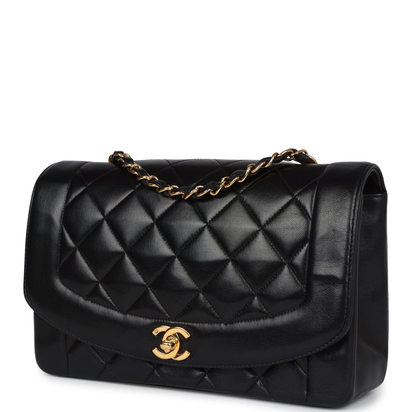 Chanel Medium Diana Flap Bag Black Lambskin Gold Hardware