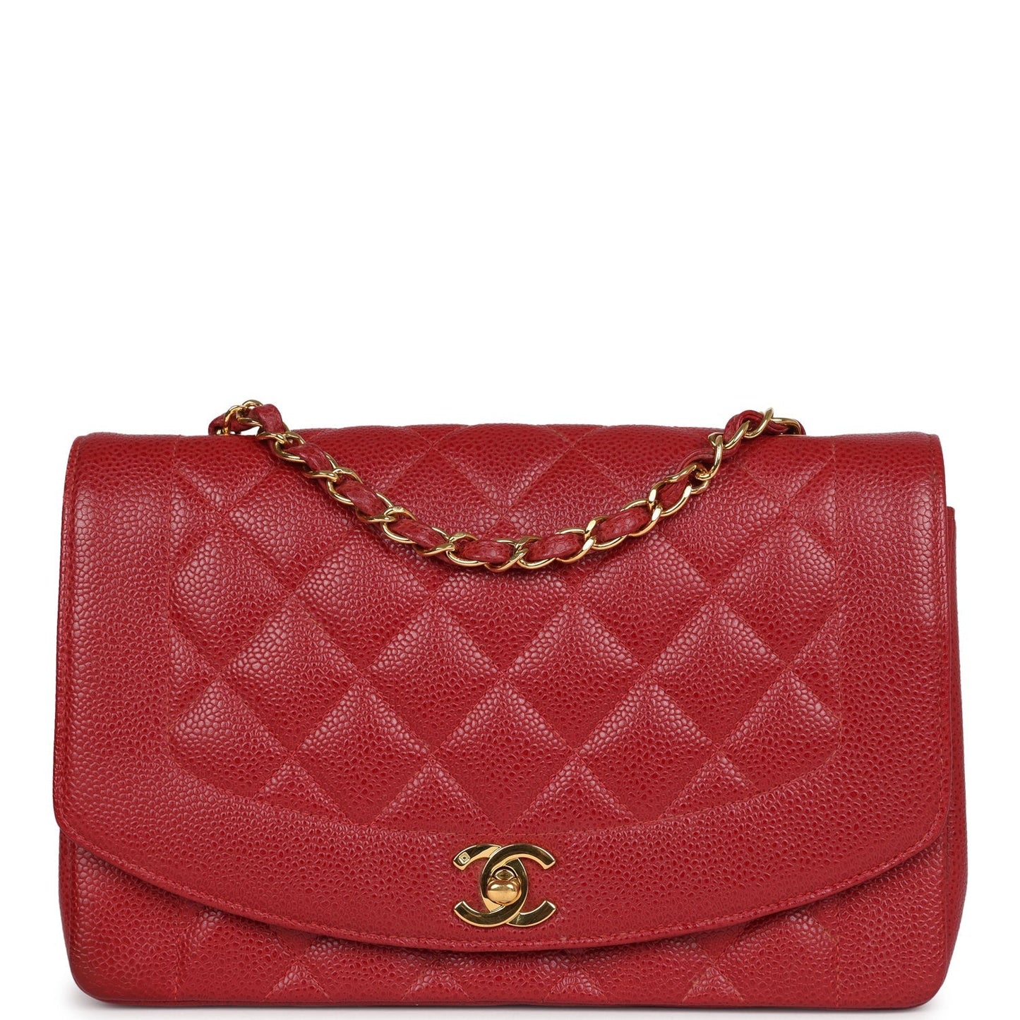 Chanel Medium Diana Flap Bag Red Caviar Gold Hardware