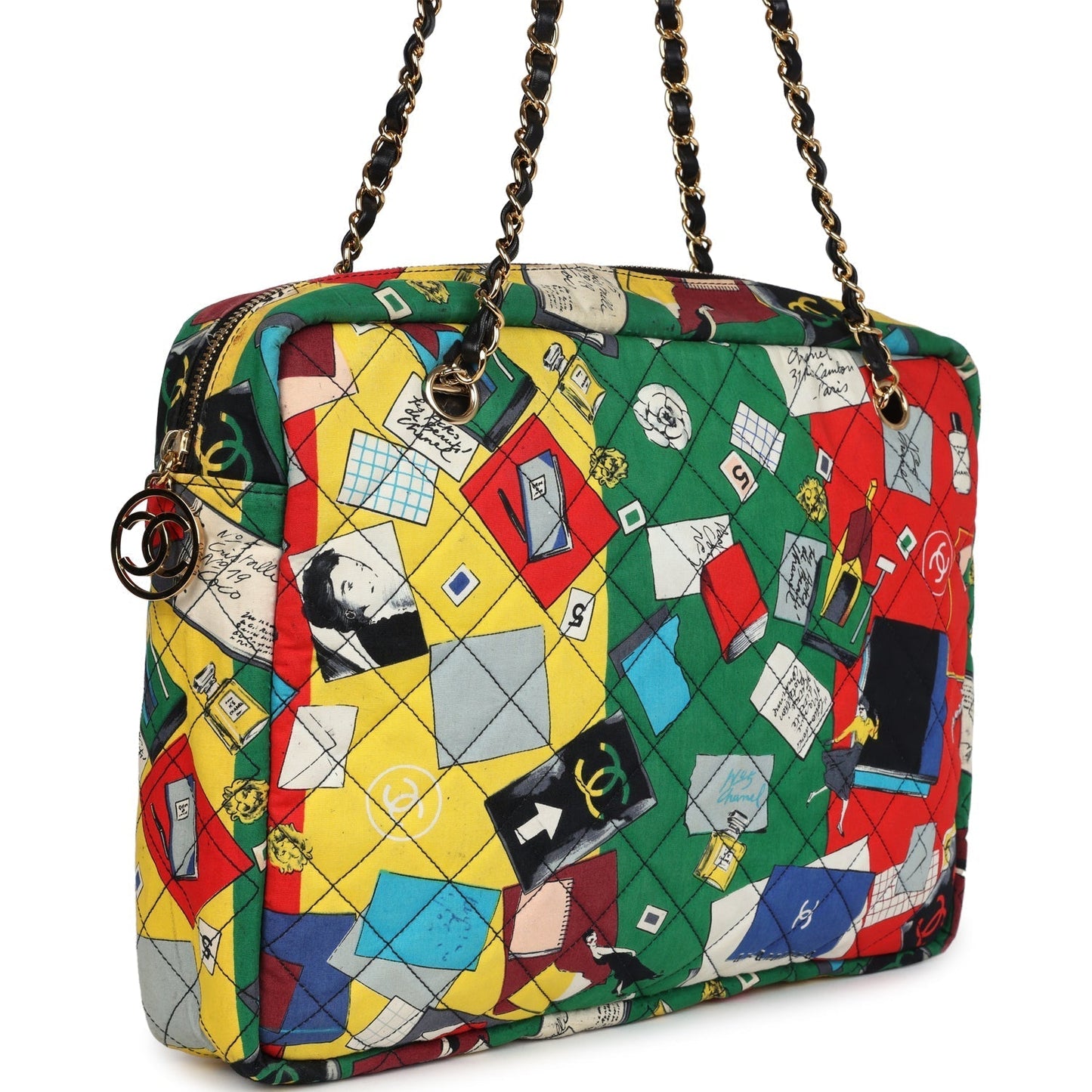 Chanel Printed Shoulder Bag Multicolored Canvas Gold Hardware