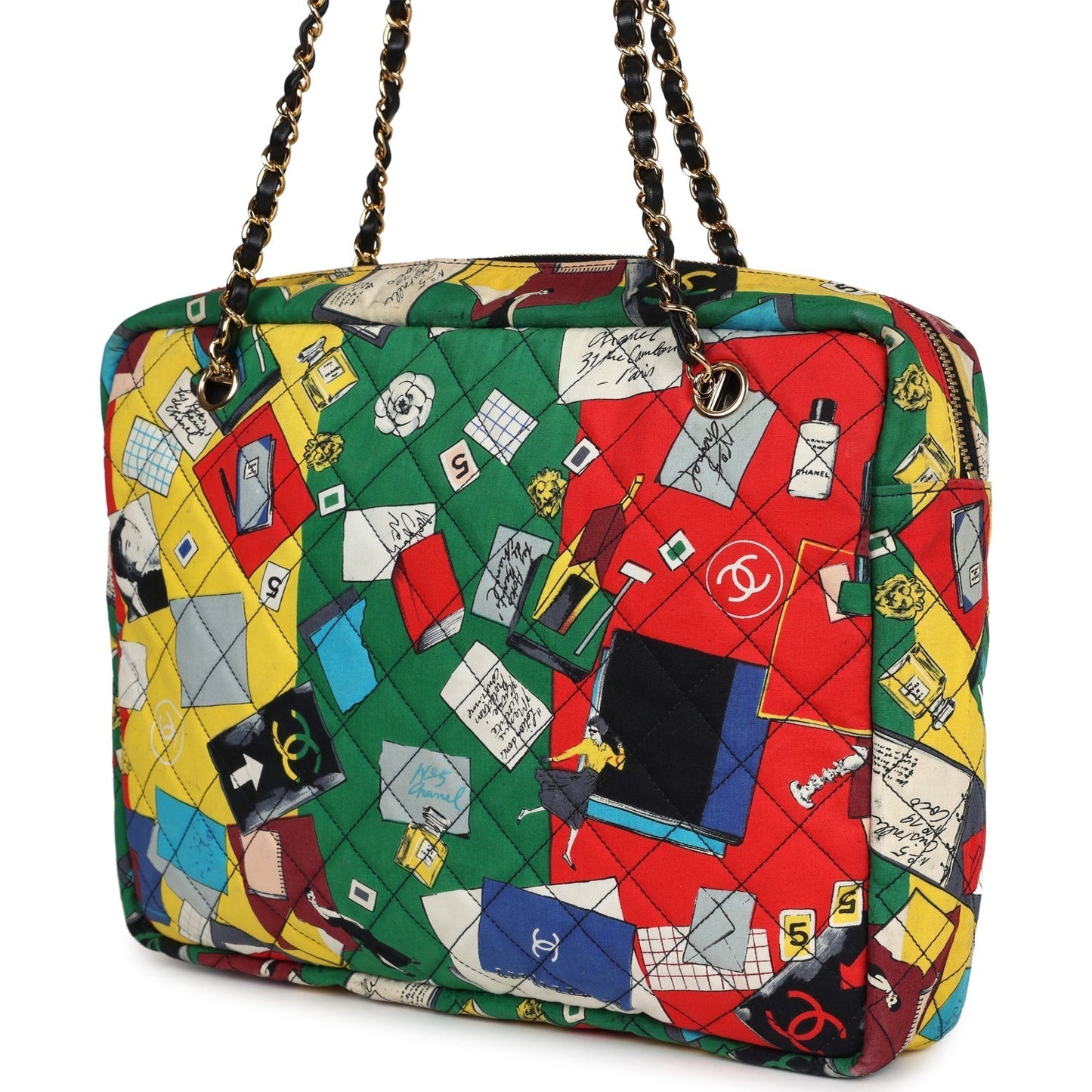 Chanel Printed Shoulder Bag Multicolored Canvas Gold Hardware