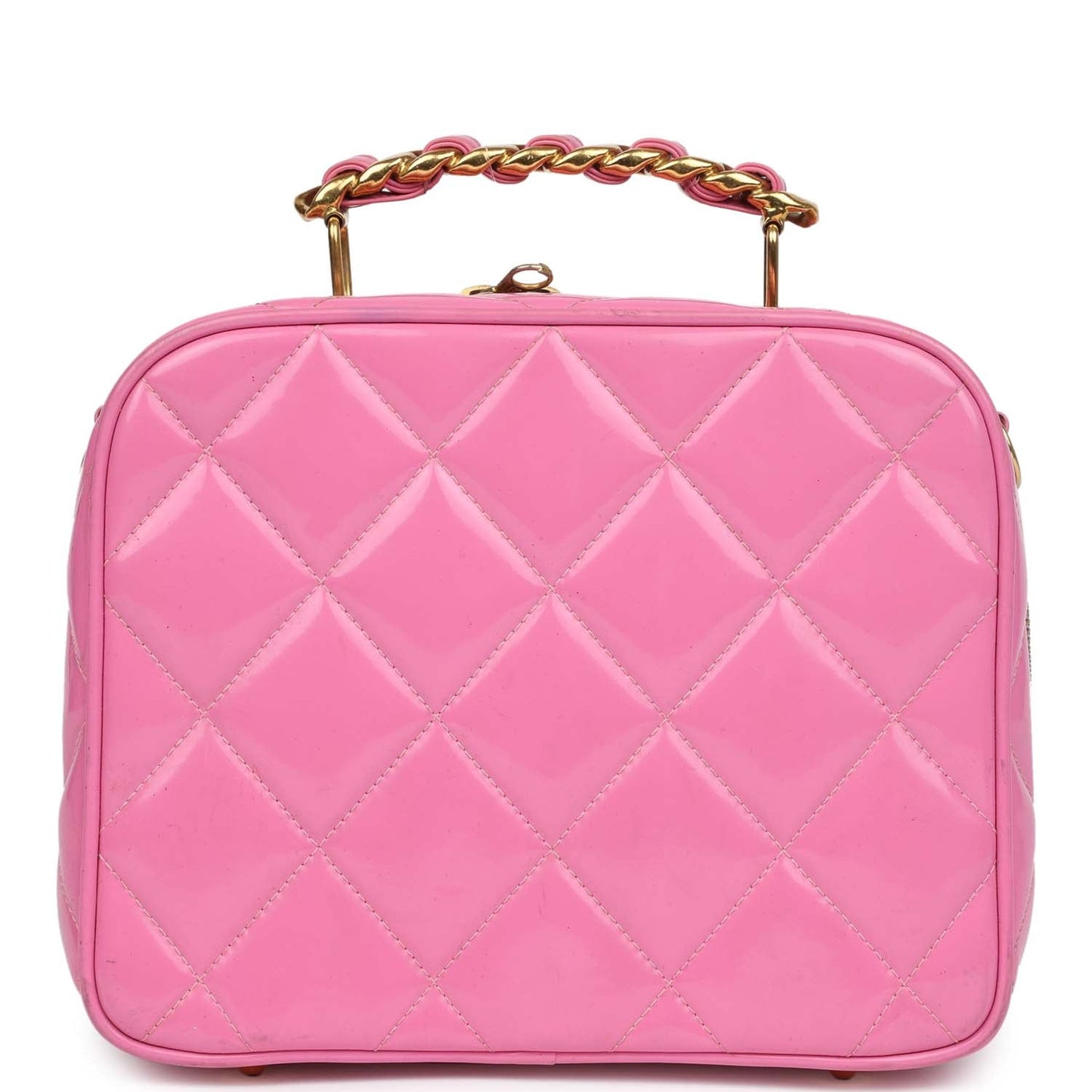 Chanel Lunchbox Vanity Bag Pink Patent Gold Hardware