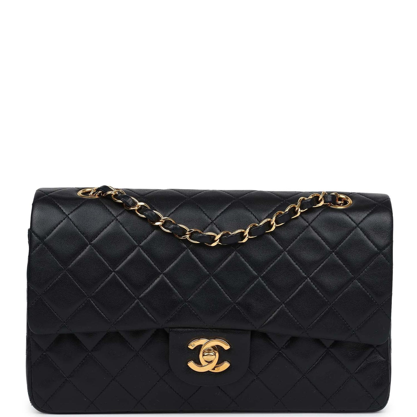 Chanel Medium Classic Double Flap Bag Black Lambskin Gold Hardware