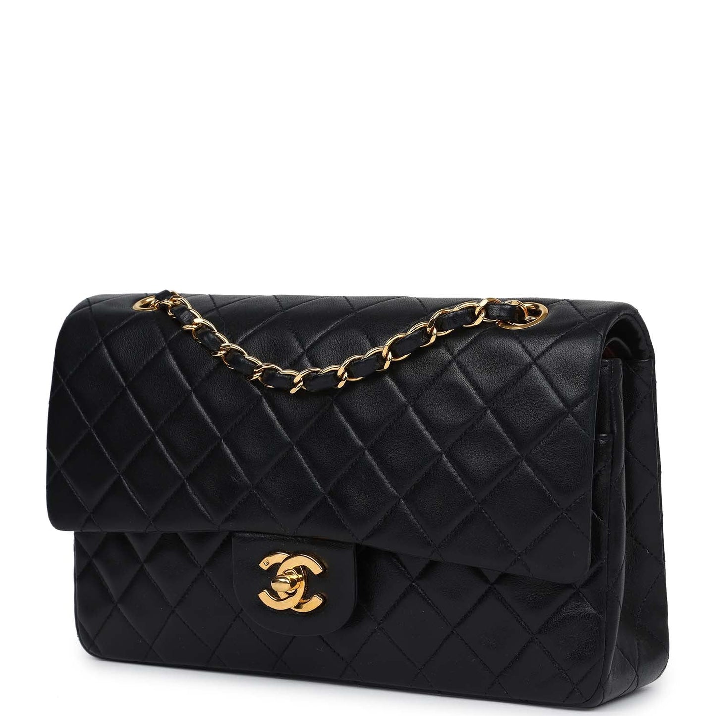 Chanel Medium Classic Double Flap Bag Black Lambskin Gold Hardware
