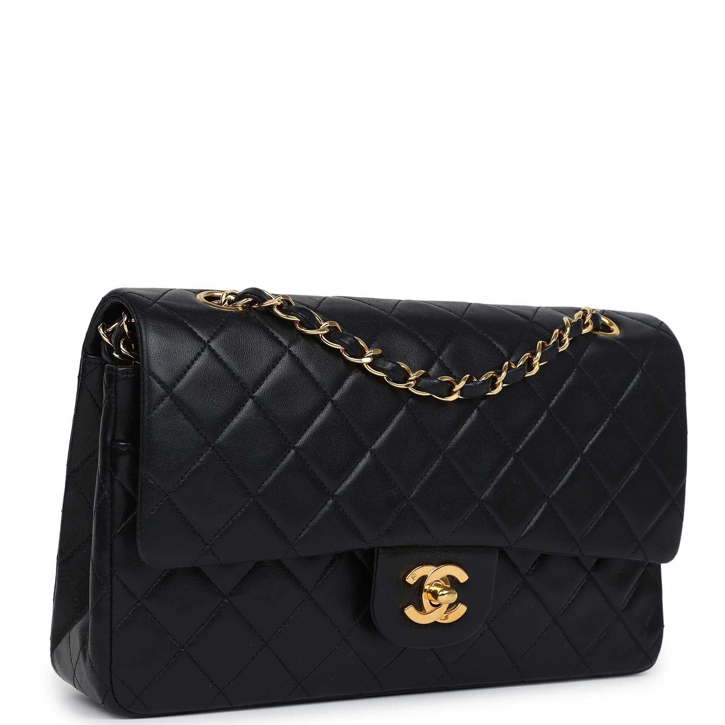 Chanel Medium Classic Double Flap Bag Black Lambskin Gold Hardware