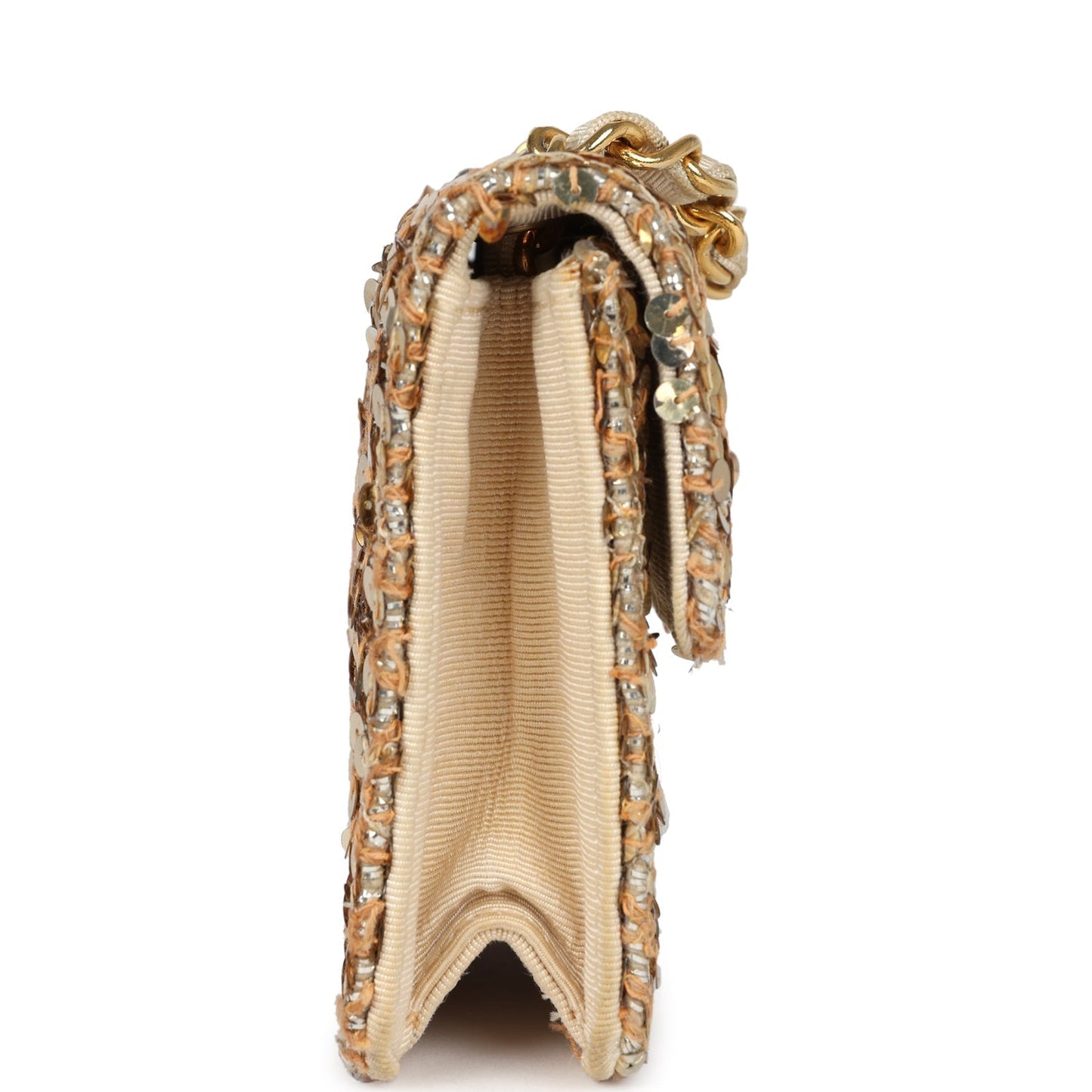 Chanel Mini Half Flap Bag Gold Sequin Gold Hardware