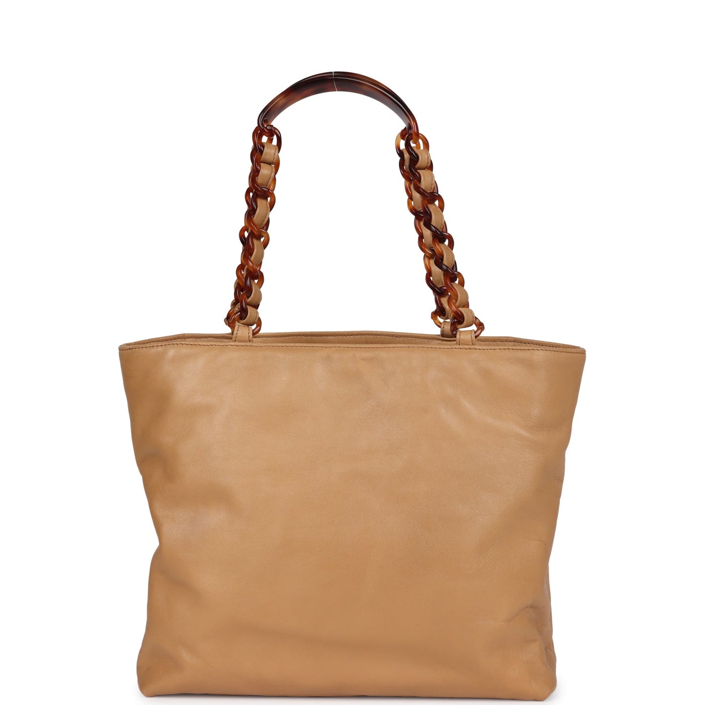 Chanel CC Shopping Tote Beige Lambskin Tortoiseshell Bakelite Hardware