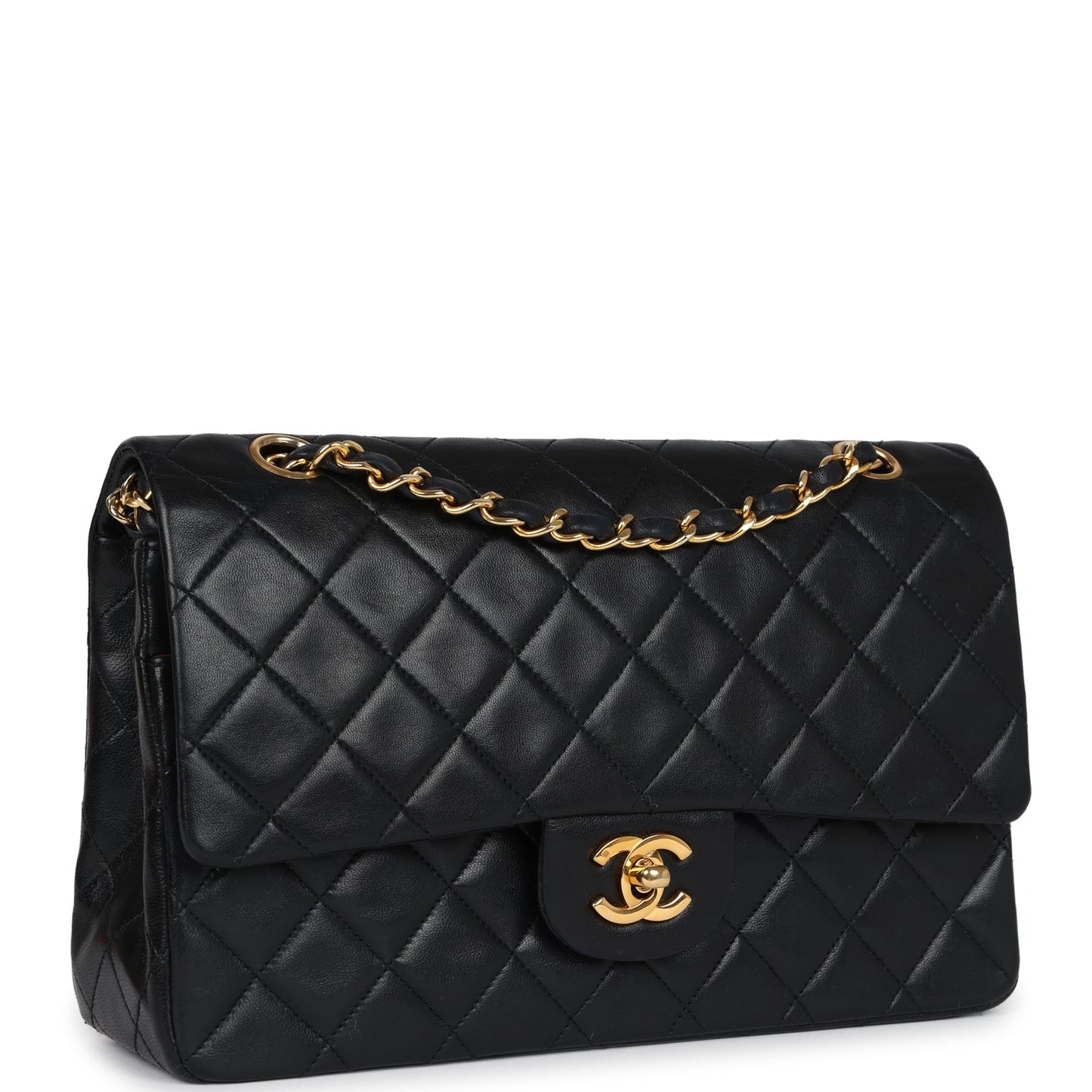 Chanel Medium Classic Double Flap Bag Black Lambskin Gold Hardware