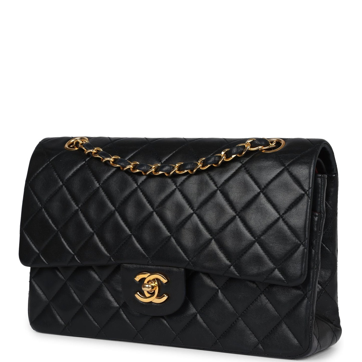 Chanel Medium Classic Double Flap Bag Black Lambskin Gold Hardware