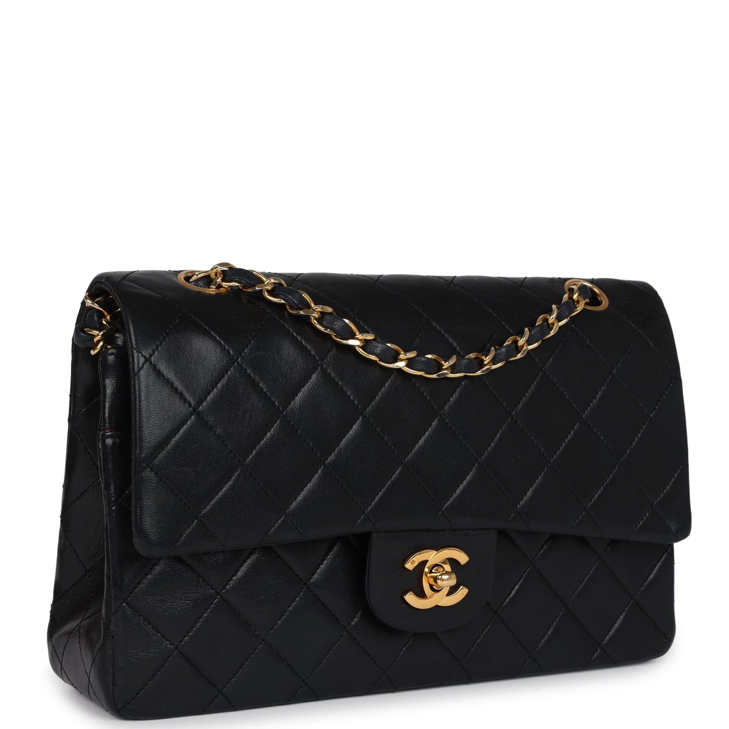 Chanel Medium Classic Double Flap Bag Black Lambskin Gold Hardware