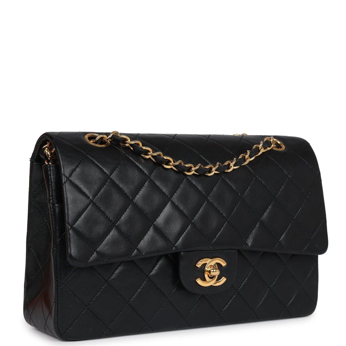 Chanel Medium Classic Double Flap Bag Black Lambskin Gold Hardware