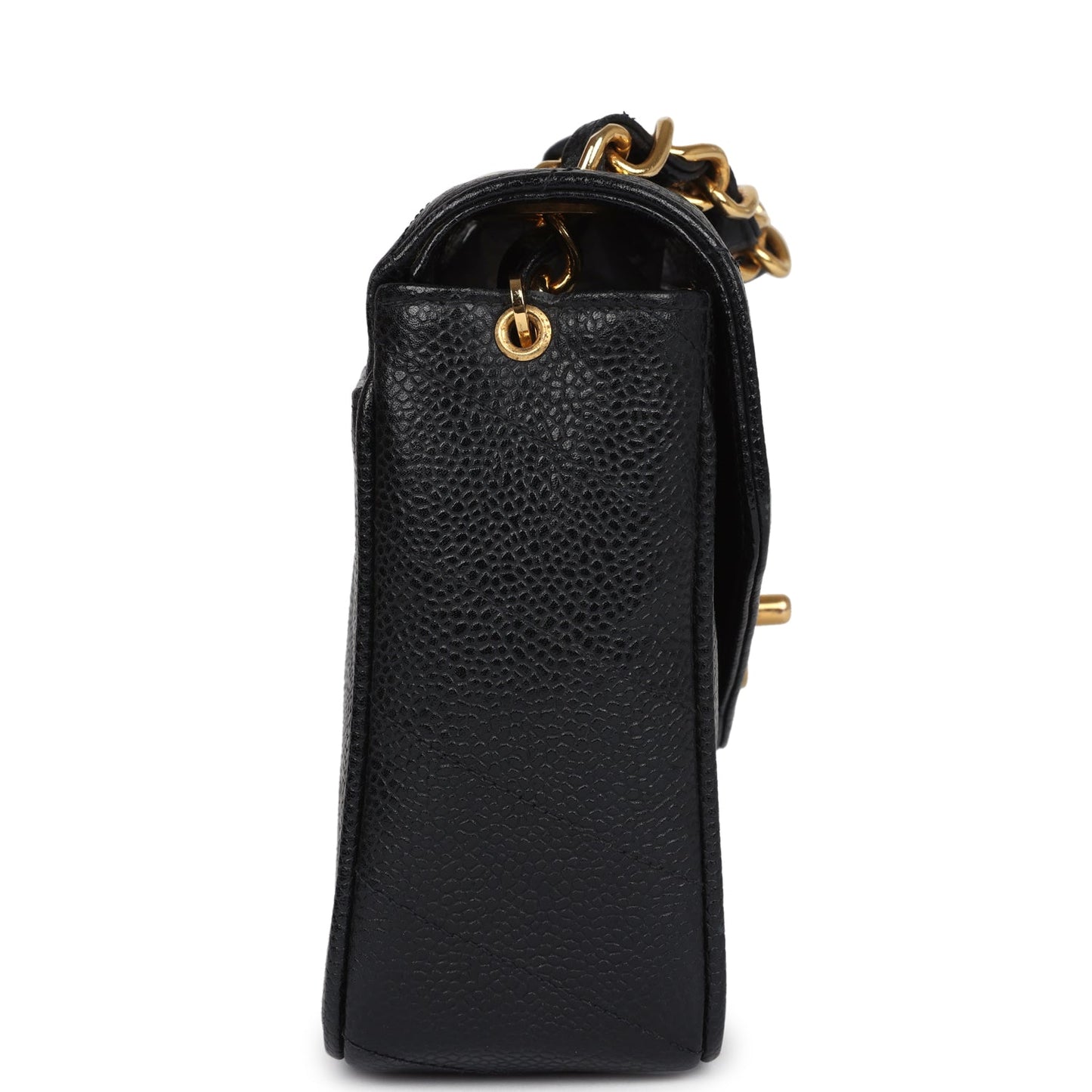 Chanel Square Chevron Envelope Flap Bag Black Caviar Gold Hardware