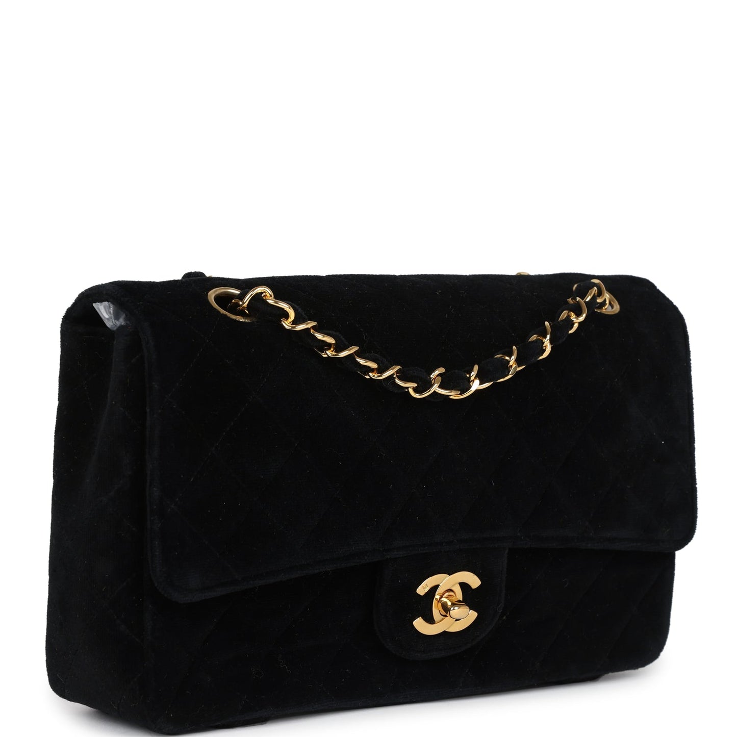 Chanel Medium Single Flap Bag with Magazine Holder Black Velvet Gold Hardware