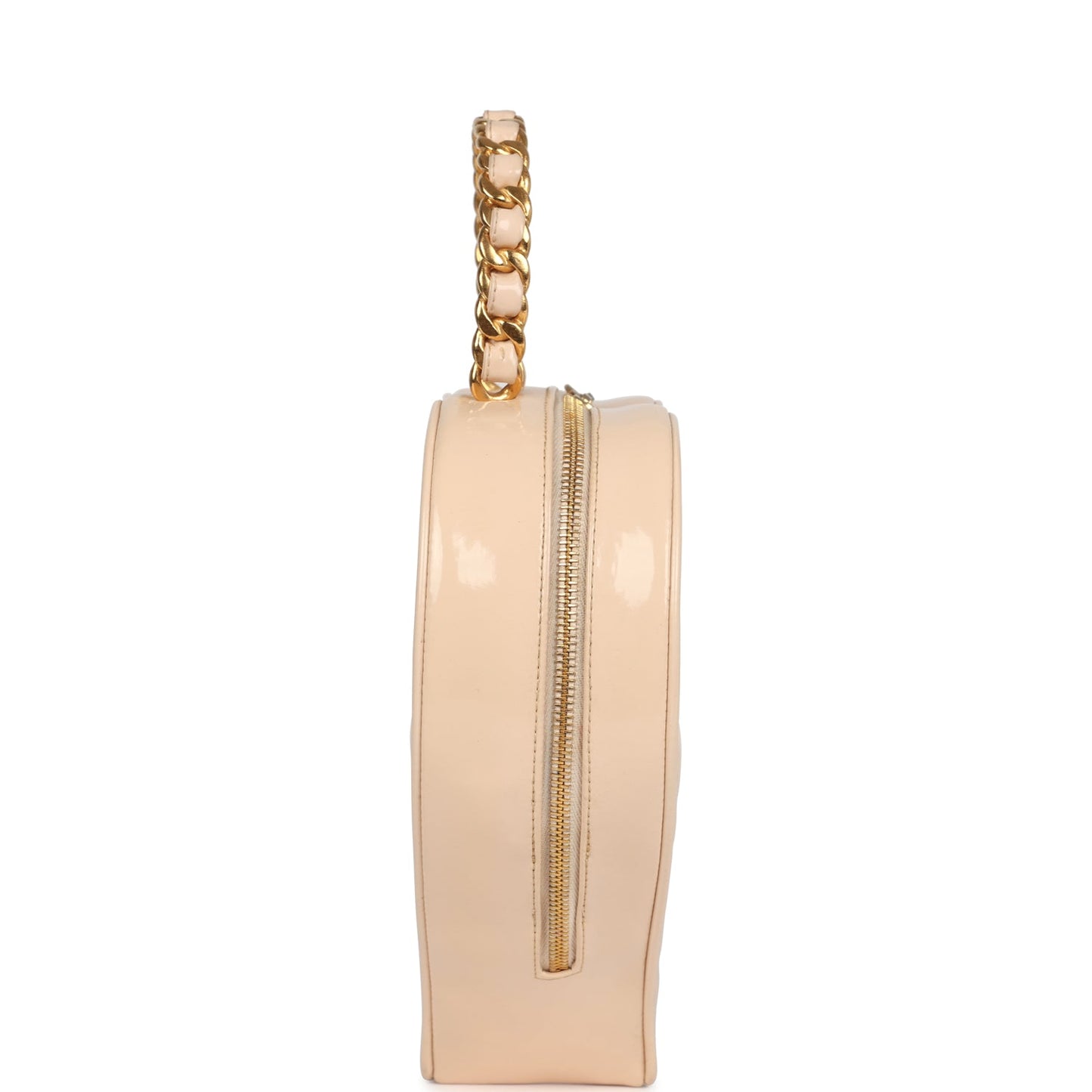 Chanel Heart Vanity Bag Beige and Black Patent Antique Gold Hardware
