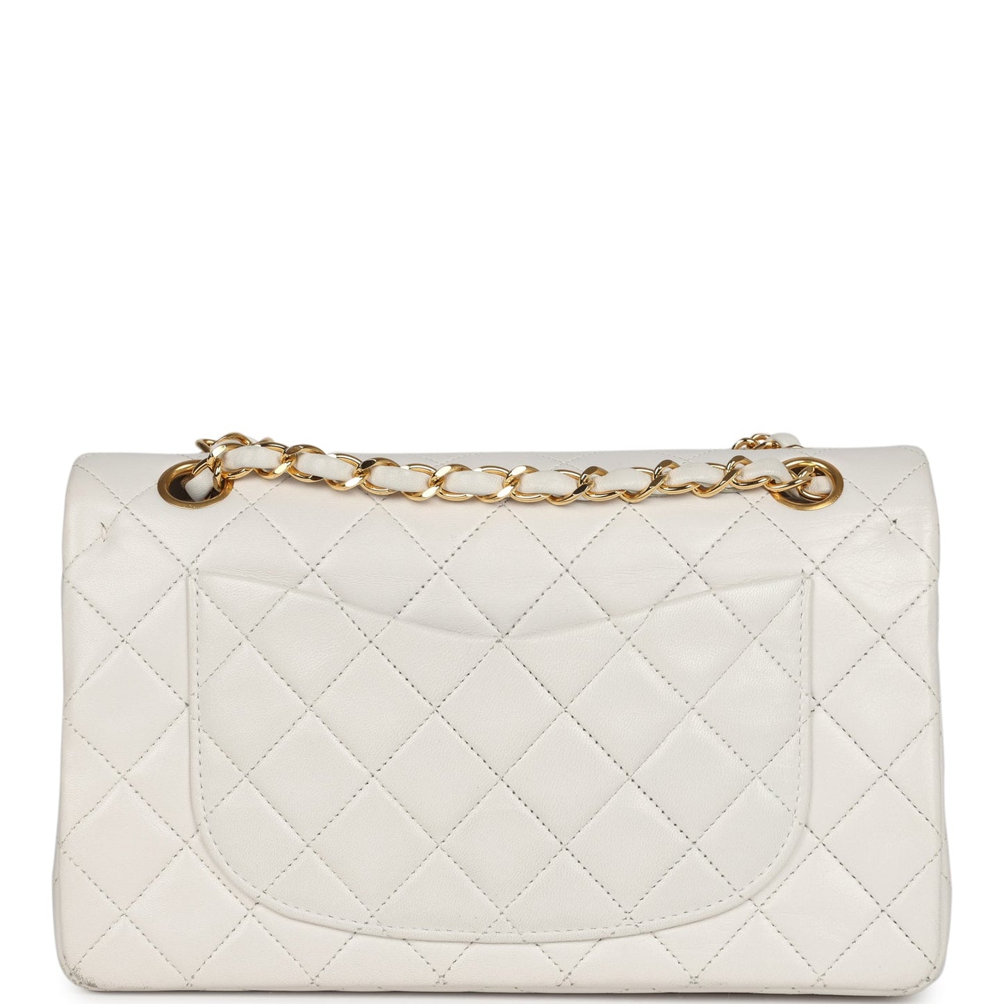 Chanel Small Classic Double Flap Bag White Lambskin Gold Hardware