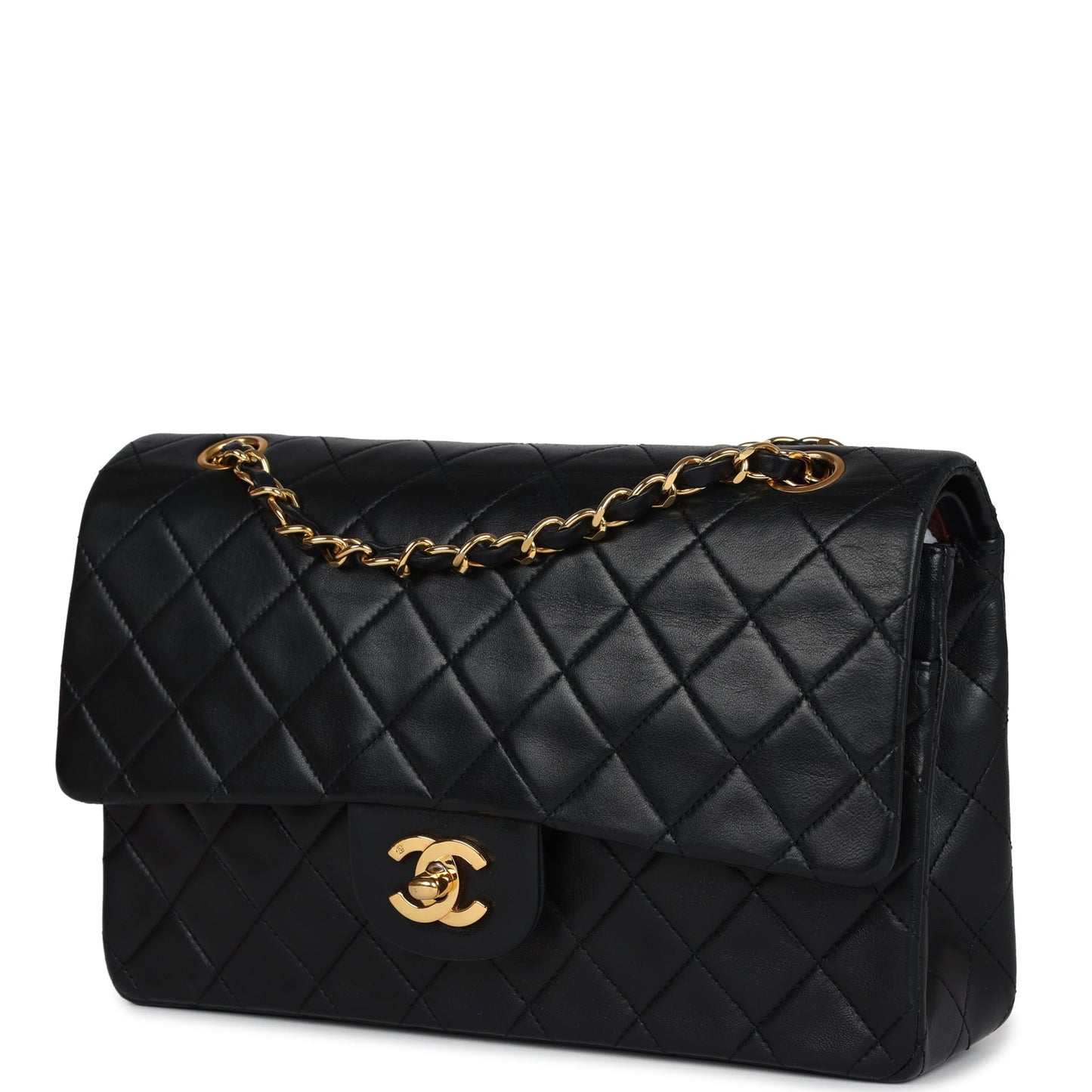 Chanel Medium Classic Double Flap Bag Black Lambskin Gold Hardware