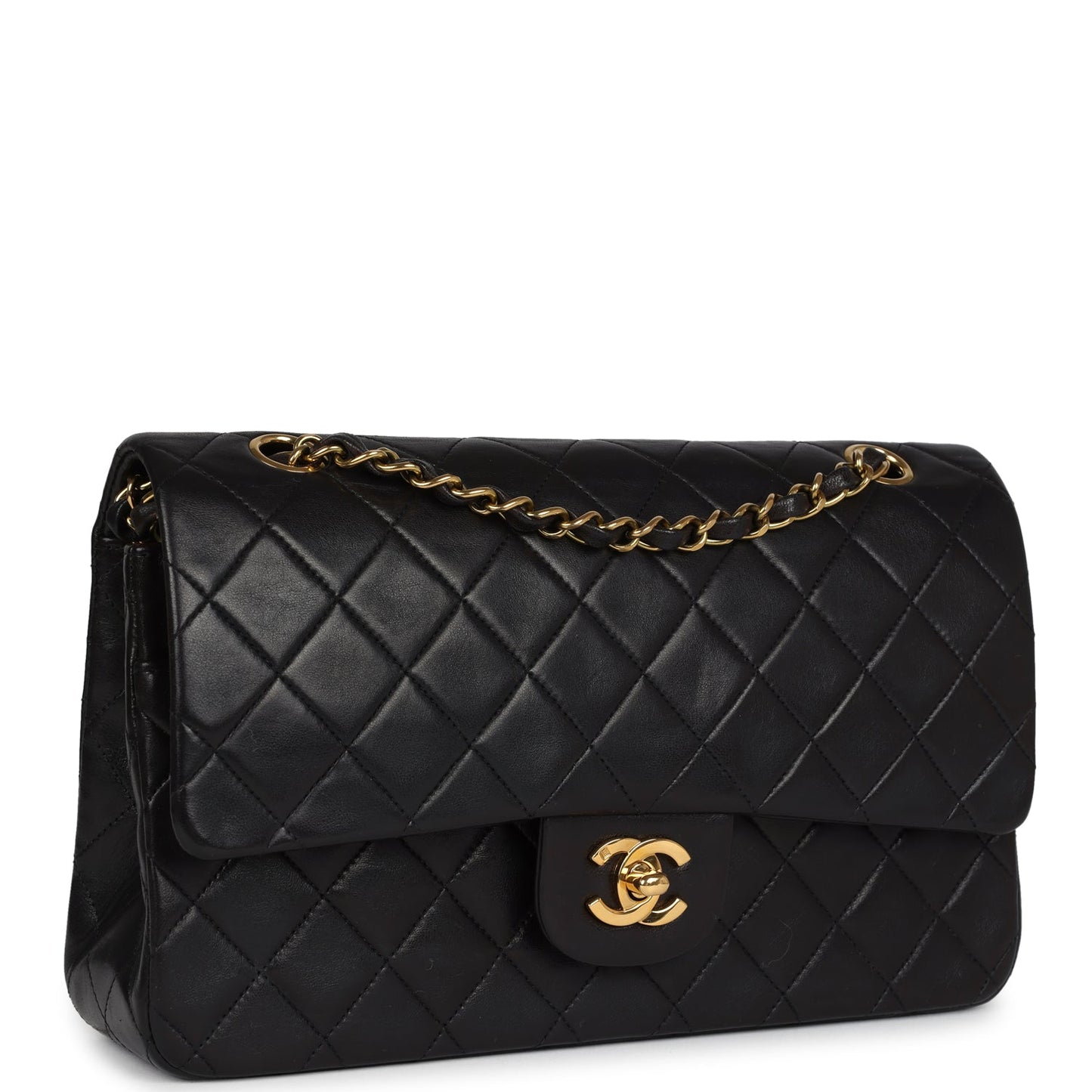 Chanel Medium Classic Double Flap Bag Black Lambskin Gold Hardware