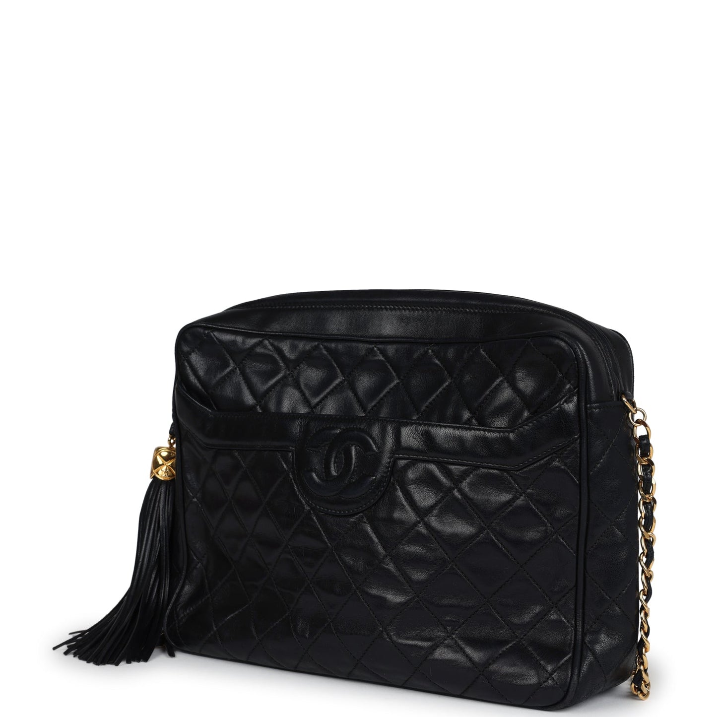 Chanel Large Front Pocket Camera Bag Black Lambskin Gold Hardware