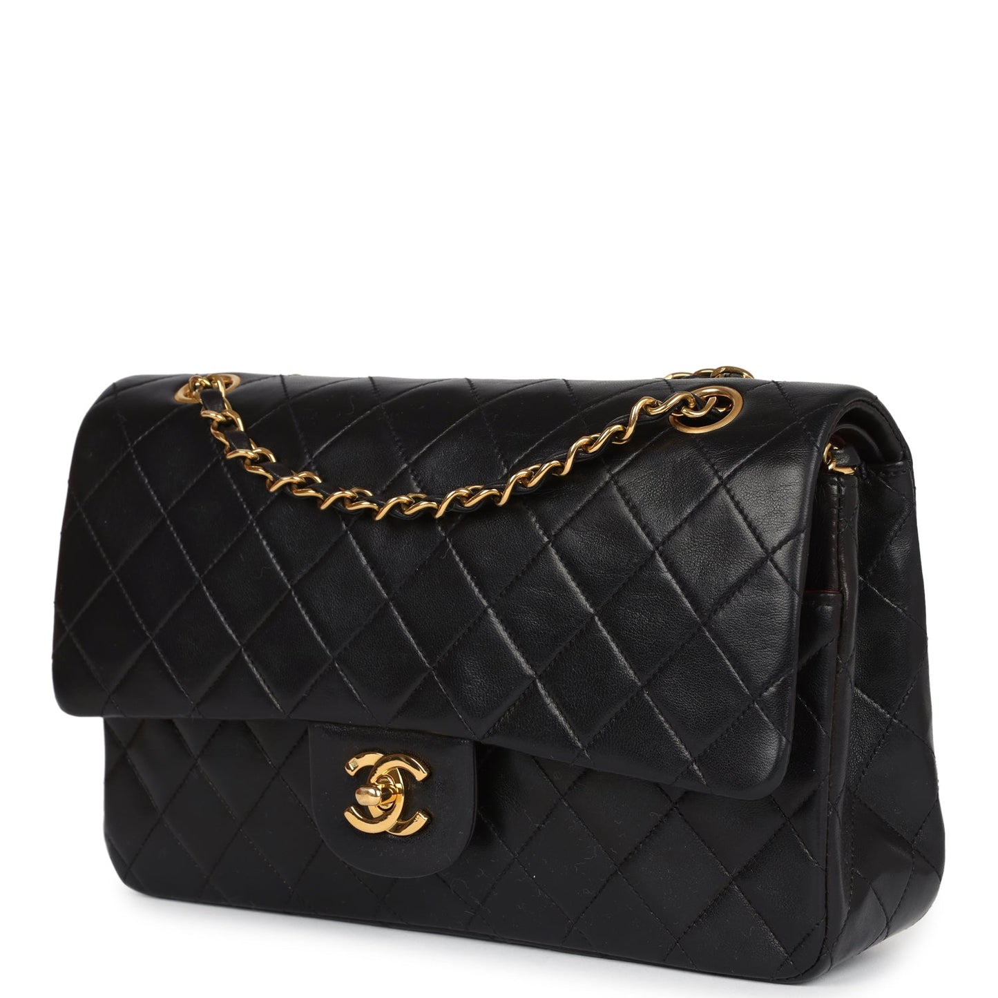 Chanel Medium Classic Double Flap Bag Black Lambskin Gold Hardware
