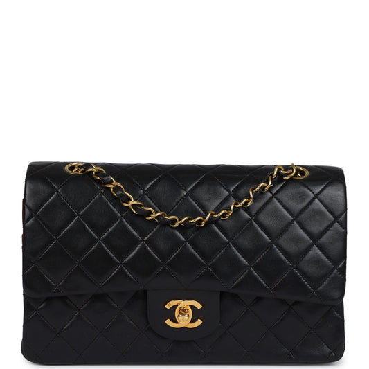 Chanel Medium Classic Double Flap Bag Black Lambskin Gold Hardware