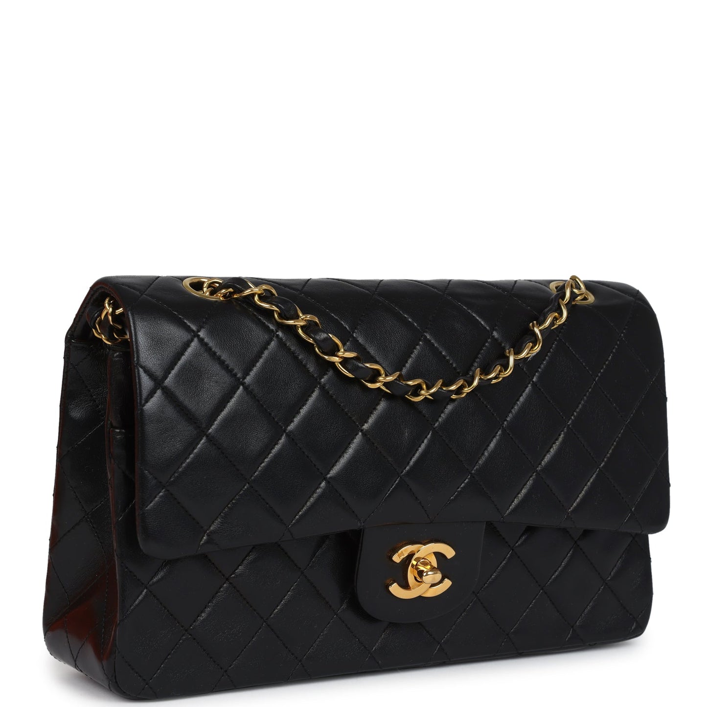 Chanel Medium Classic Double Flap Bag Black Lambskin Gold Hardware
