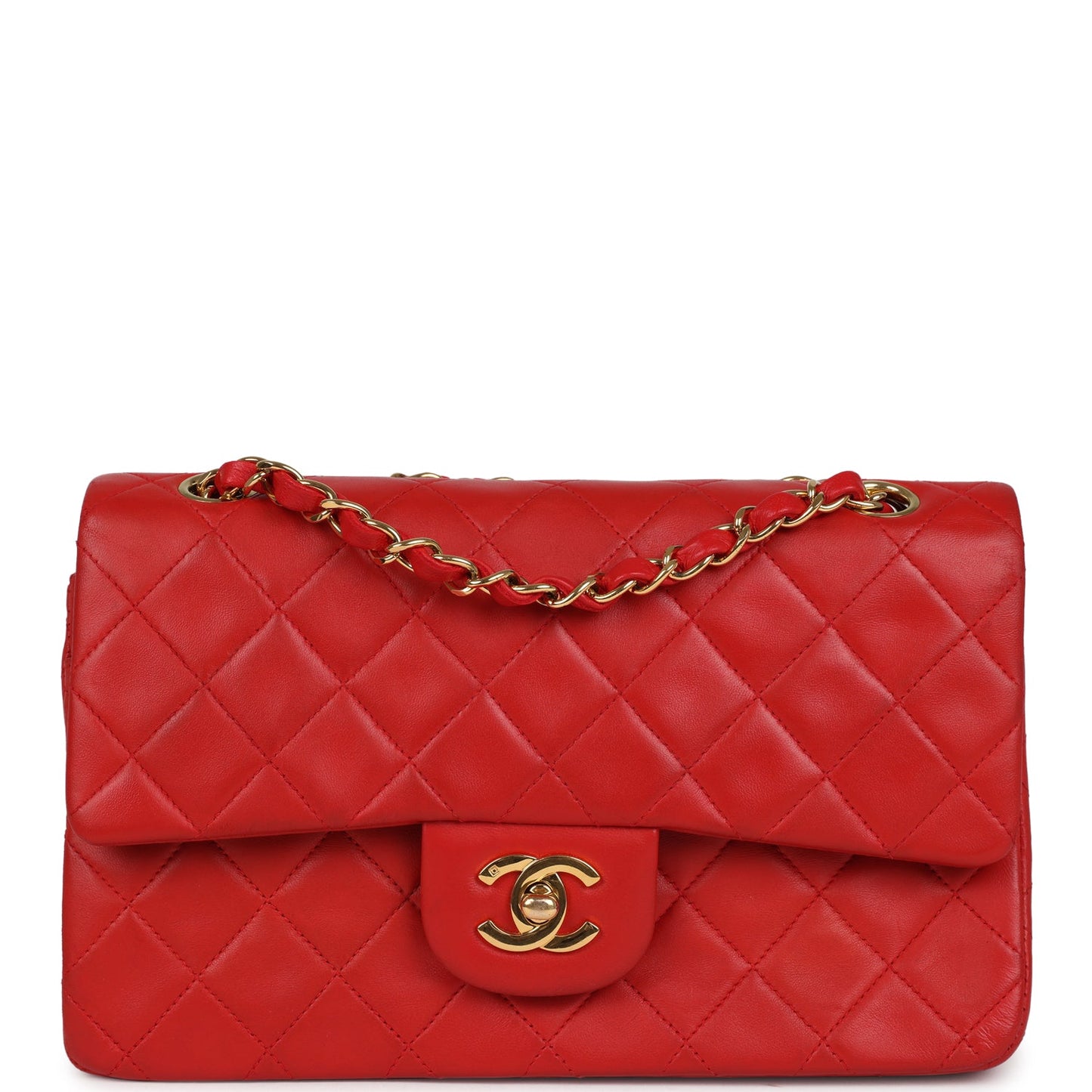 Chanel Small Classic Double Flap Bag Red Lambskin Gold Hardware