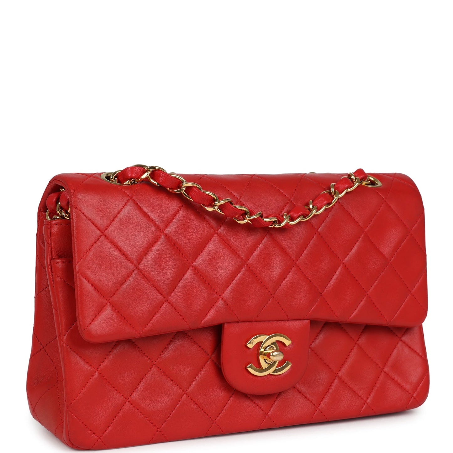 Chanel Small Classic Double Flap Bag Red Lambskin Gold Hardware