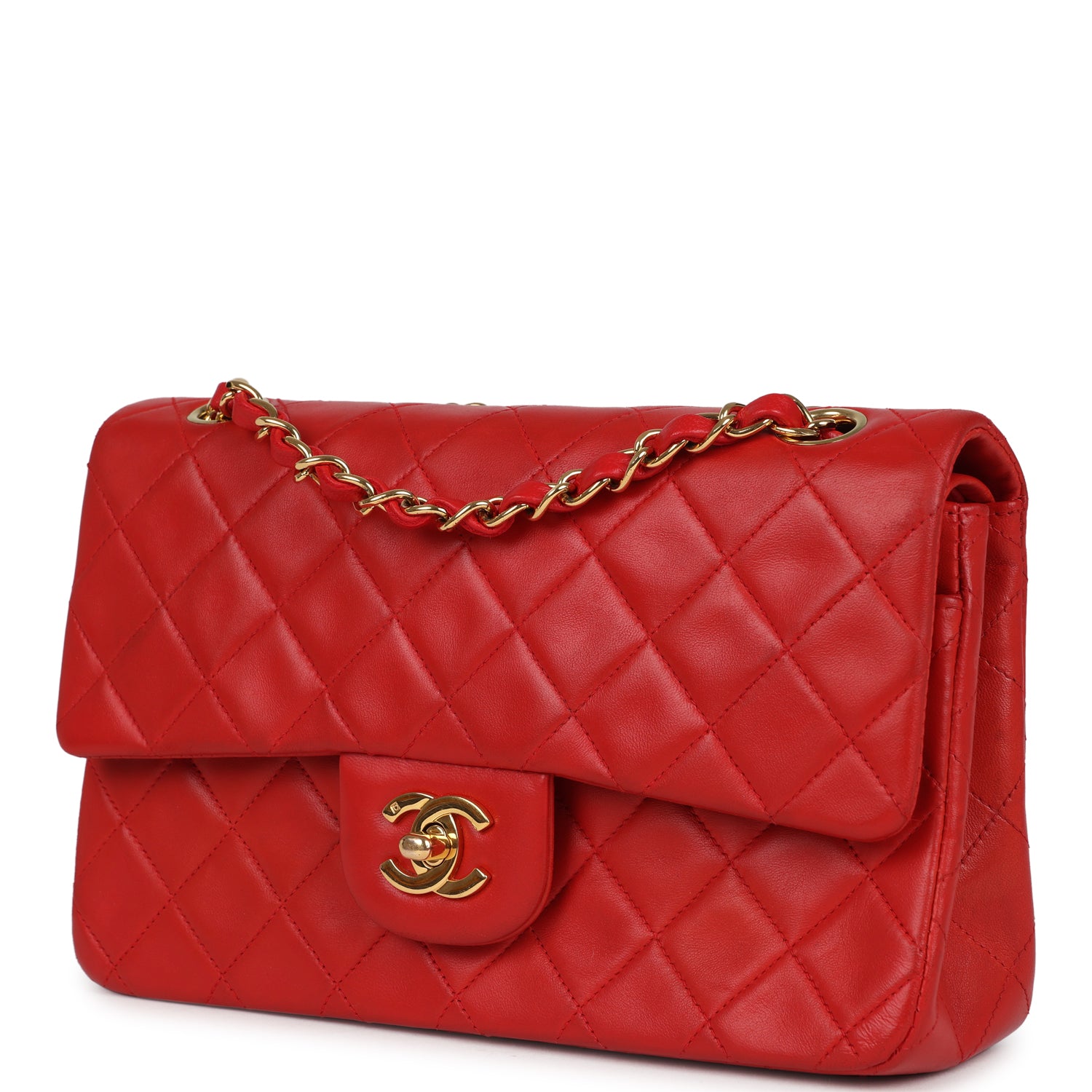 Chanel Small Classic Double Flap Bag Red Lambskin Gold Hardware