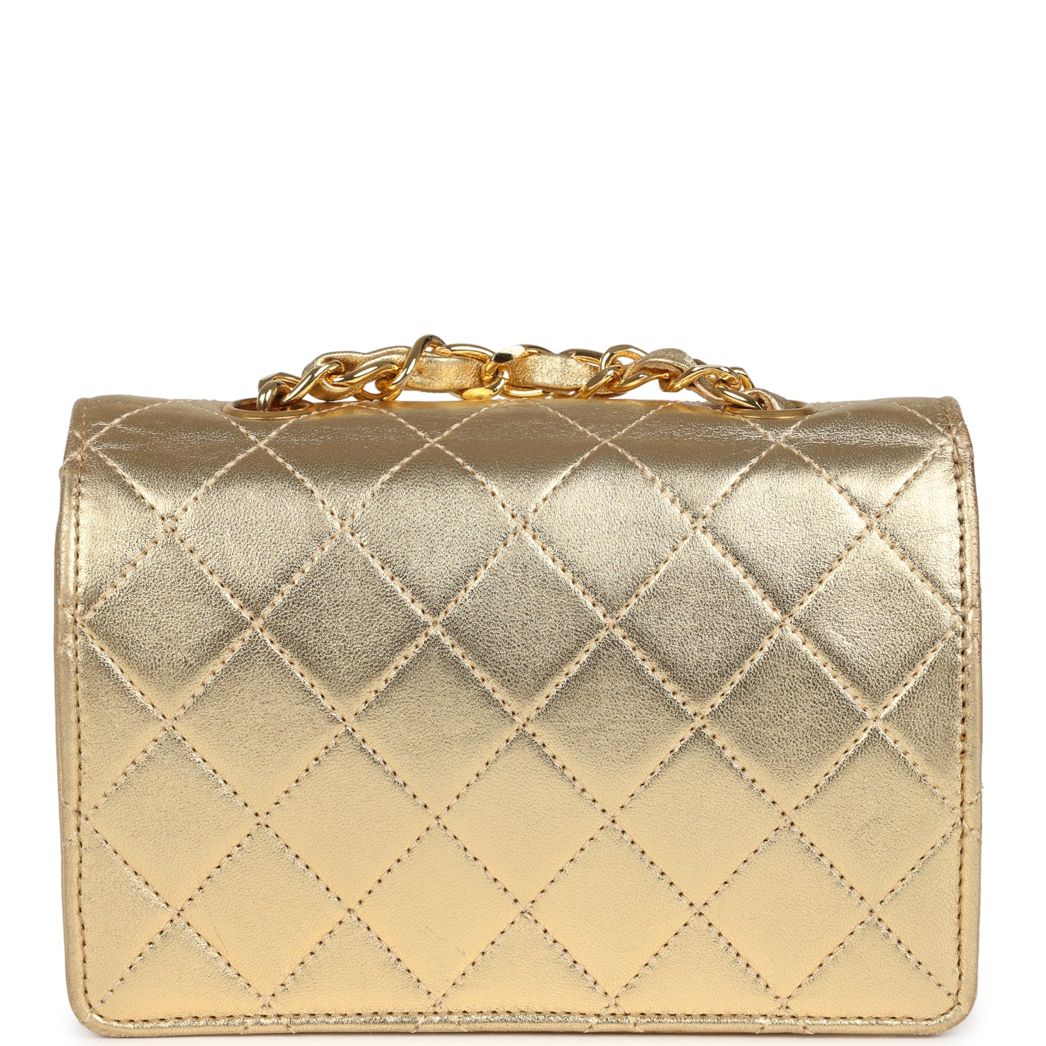 Chanel Micro Half Flap Bag Metallic Gold Lambskin Gold Hardware