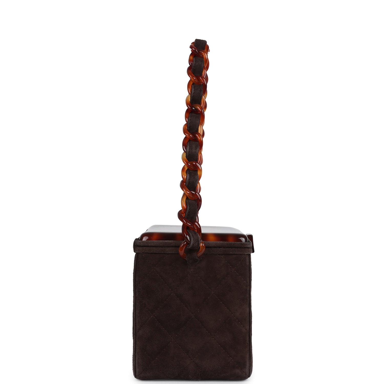 Chanel Vanity Box Bag Brown Suede and Tortoiseshell Bakelite Hardware