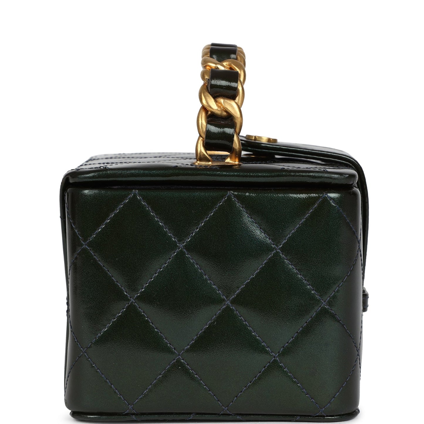 Chanel Mini Square Vanity Green Patent Antique Gold Hardware