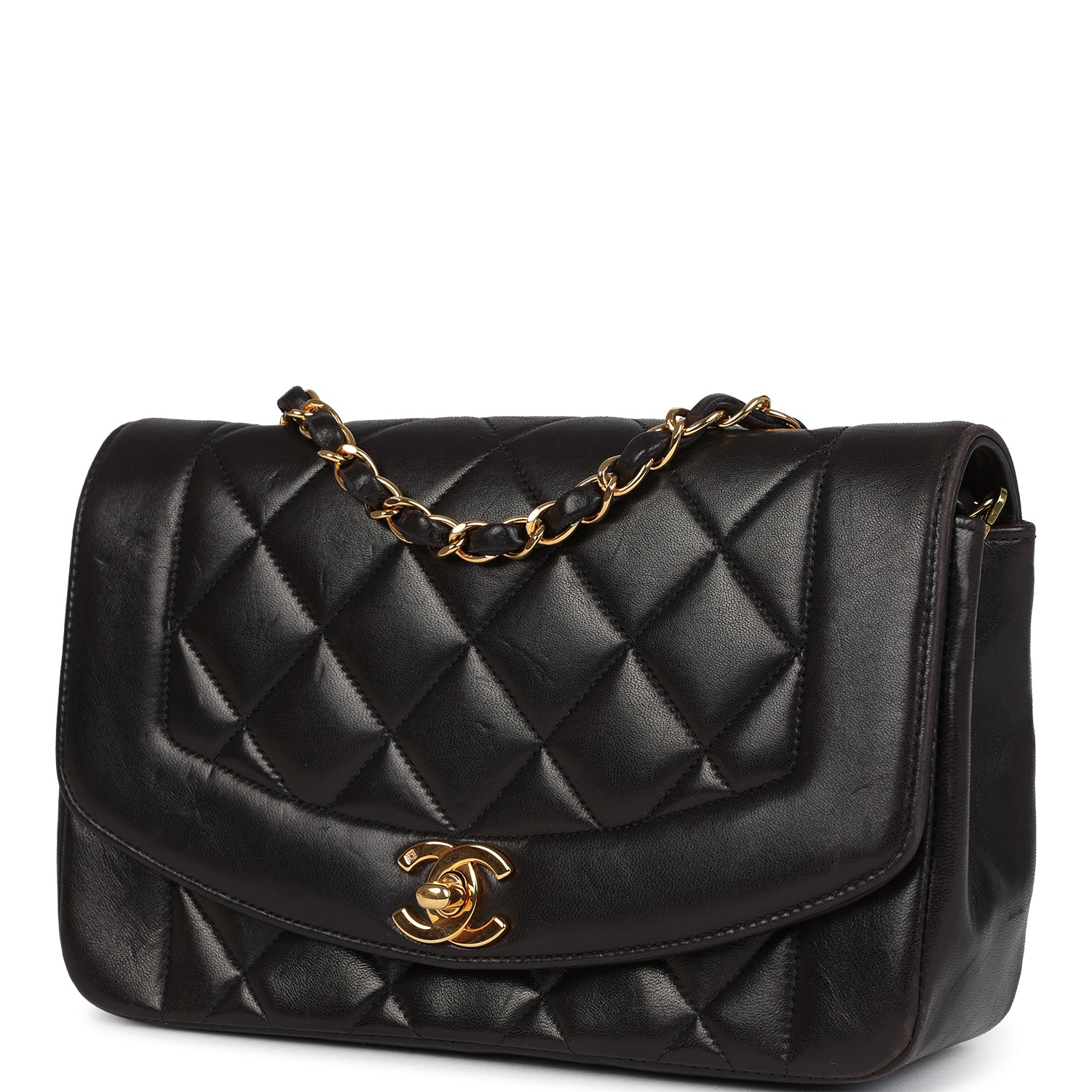 Chanel Small Diana Flap Bag Black Lambskin Gold Hardware