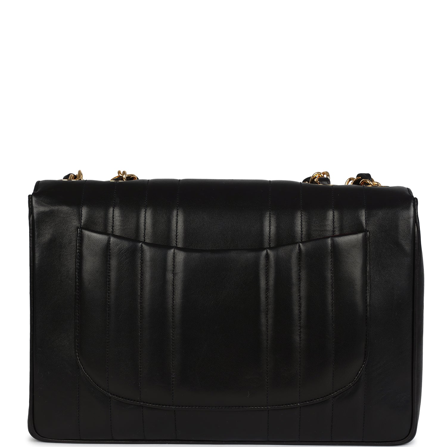 Chanel Jumbo Mademoiselle Vertical Flap Black Lambskin Gold Hardware