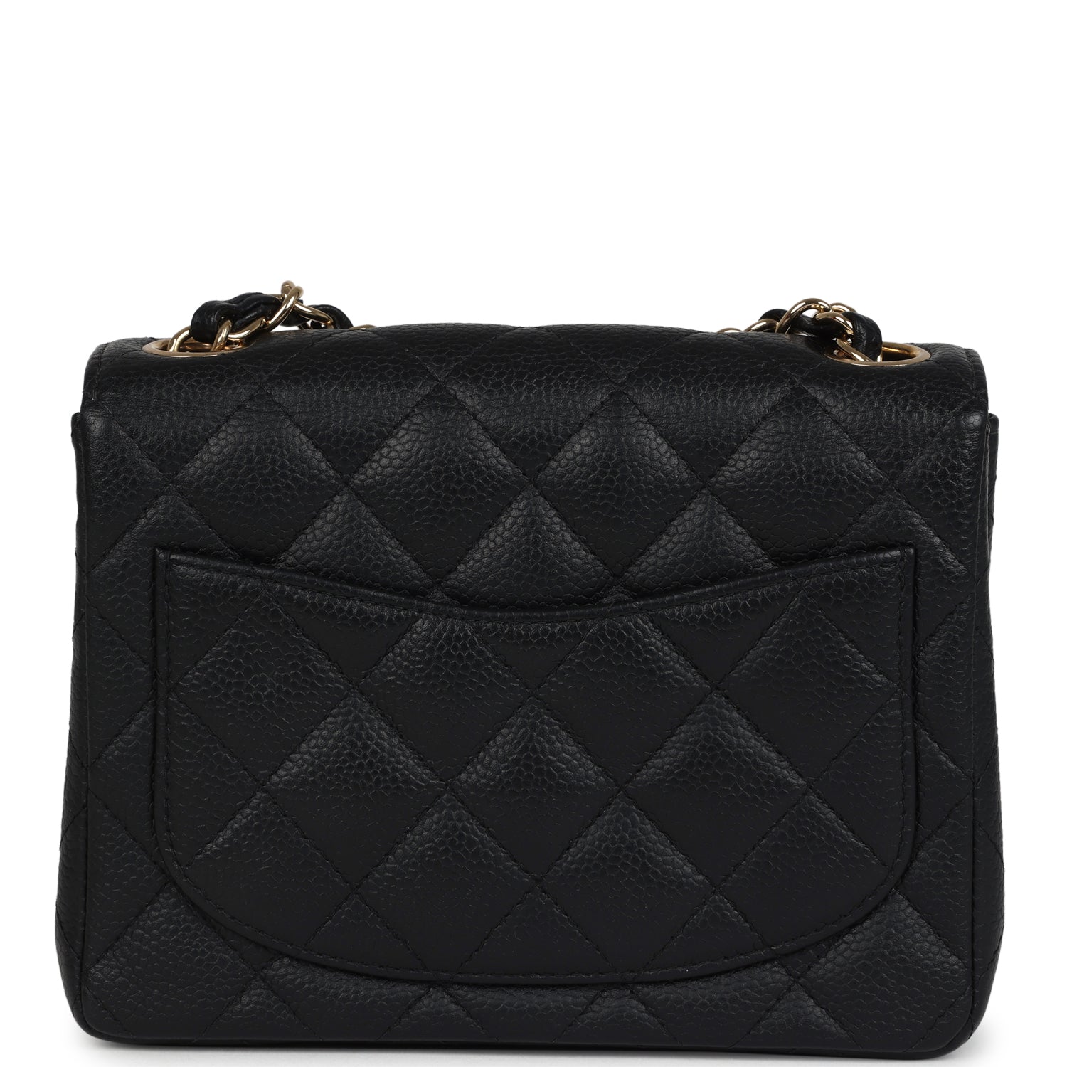 Chanel Mini Square Half Flap Bag Black Caviar Gold Hardware