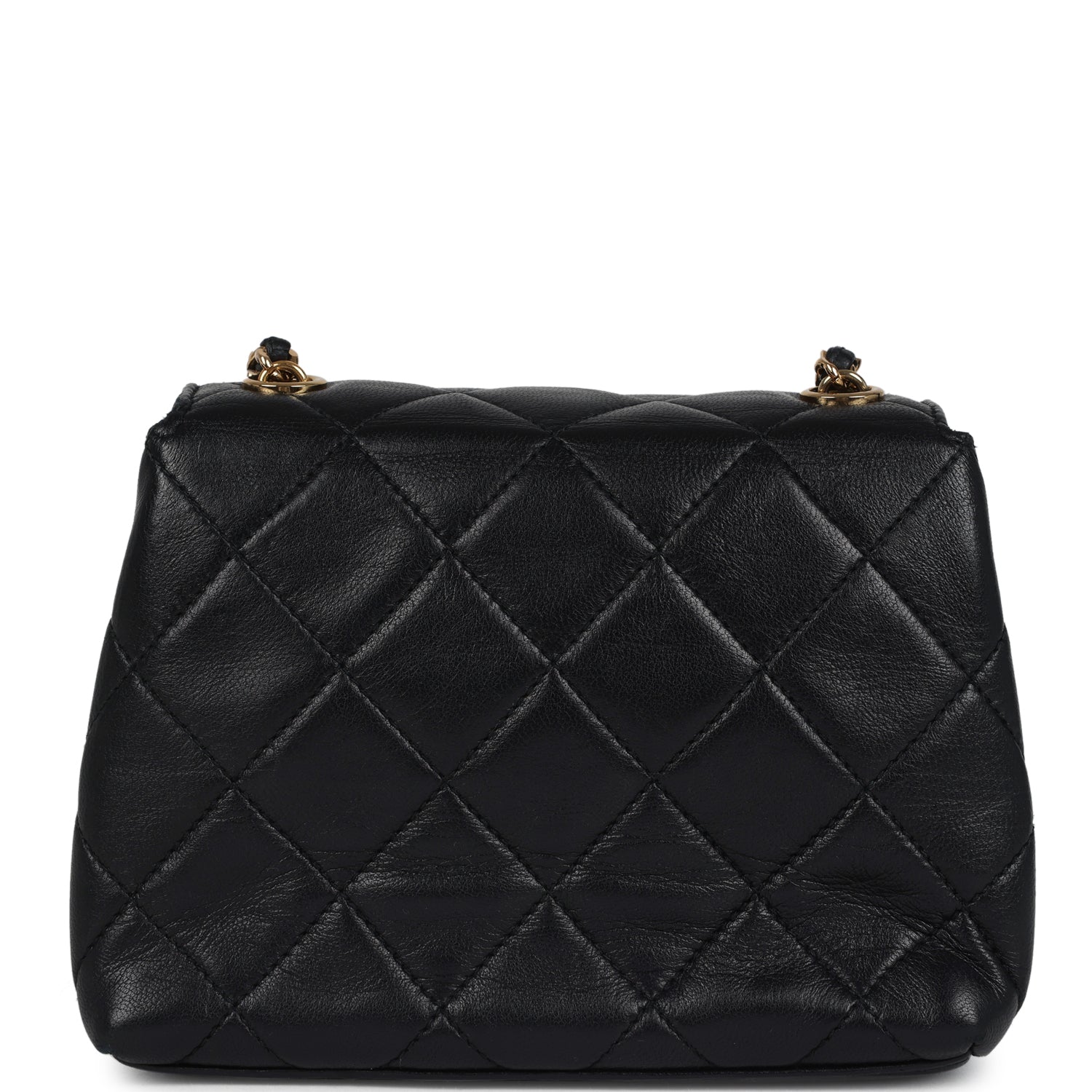 Chanel Mini Camellia Flap Bag Black Lambskin Gold Hardware