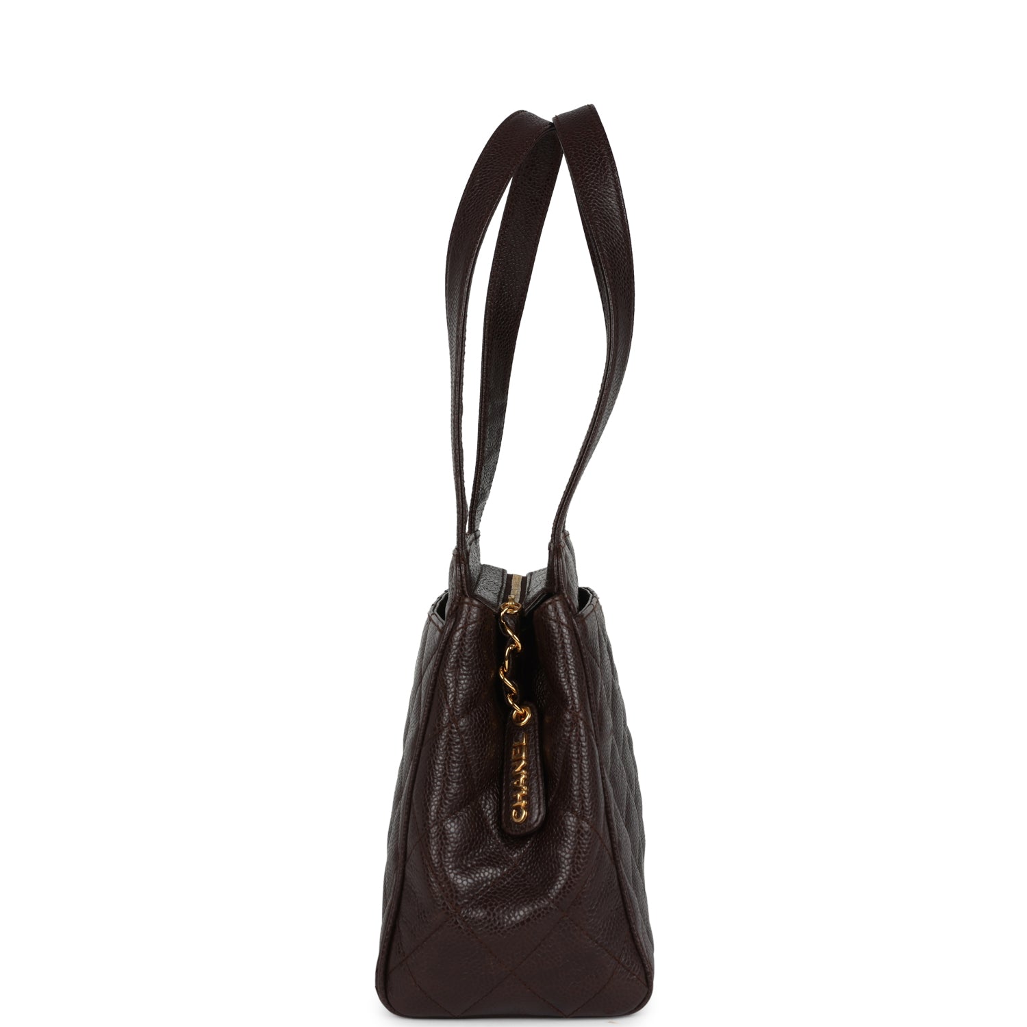 Chanel Mini Shopper Shoulder Bag Brown Caviar Gold Hardware